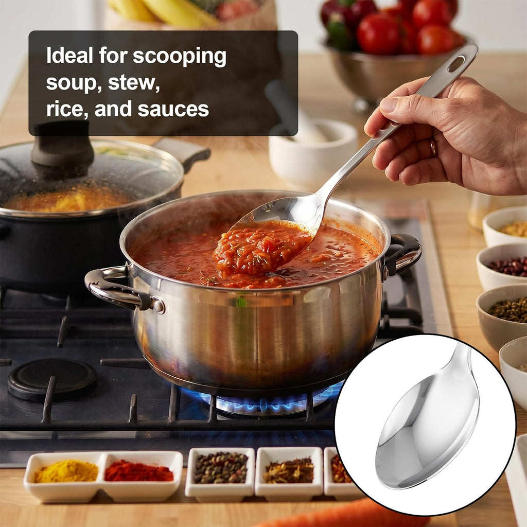 2PCS Stainless Steel Serving Spoons Set, Solid & Slotted