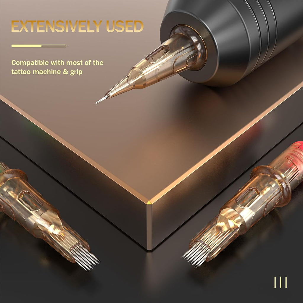 EZ Tattoo Cartridge Needles - 20Pcs #10 (15RM) Bugpin Curved/Round Magnum Disposable Tattoo Needles Cartridges for