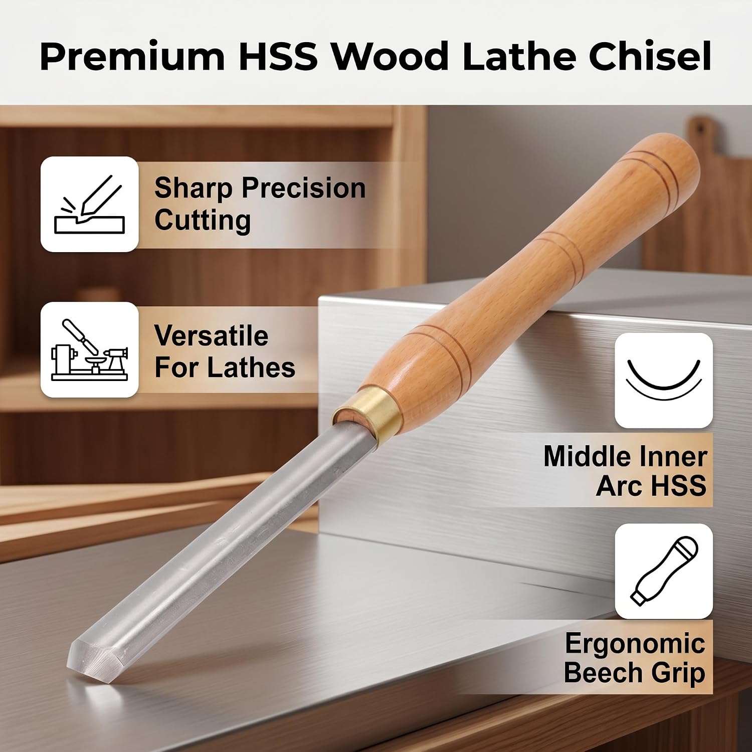 Professional HSS High Speed Steel Wood Lathe Chisel Set, Woodturning Bowl Gouge, Spindle Gouge, Turning Tools for