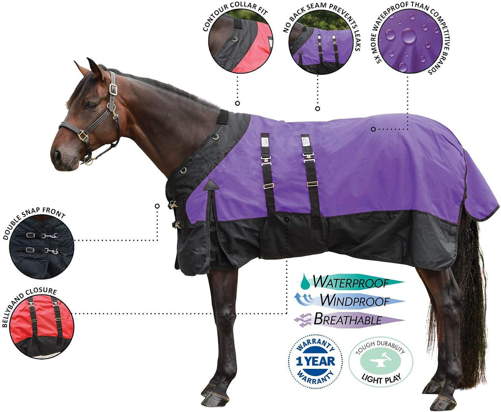 Contour Collar Classic II Horse Turnout Blanket | Bellyband Closure | Horse Blankets for Winter Waterproof | Weather