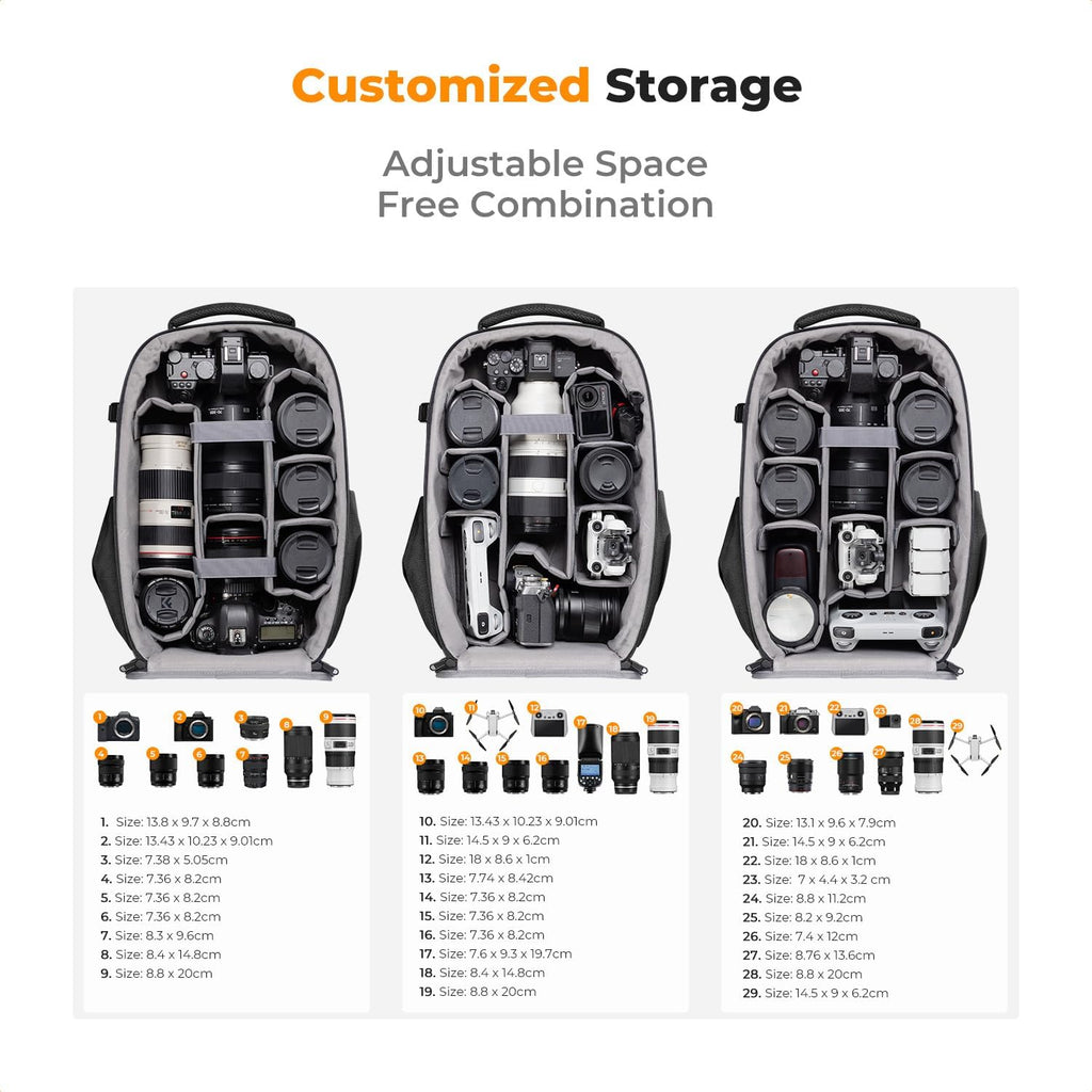 Camera Backpack,Hardshell Photography DSLR Camera Bag | 15-15.6 Inch Laptop Compartment, Waterproof, Hard Shell