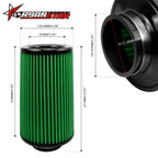 RYANSTAR RACING 3 Inch Cone Air Filter 76mm High Flow 270mm Tall Green