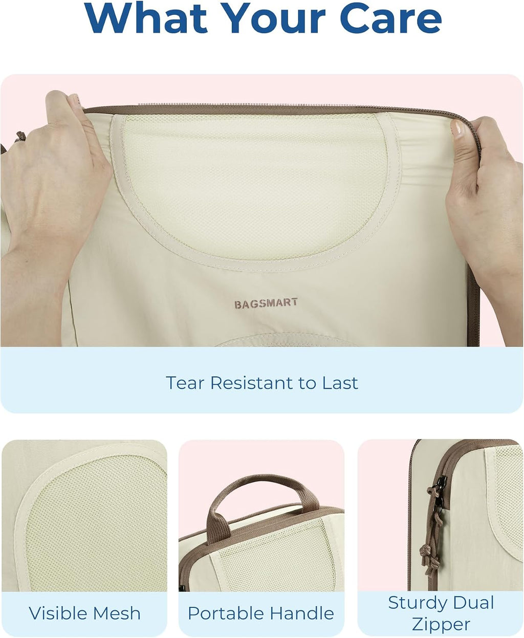 6 Set Compression Packing Cubes, Travel Luggage Organizer Bags