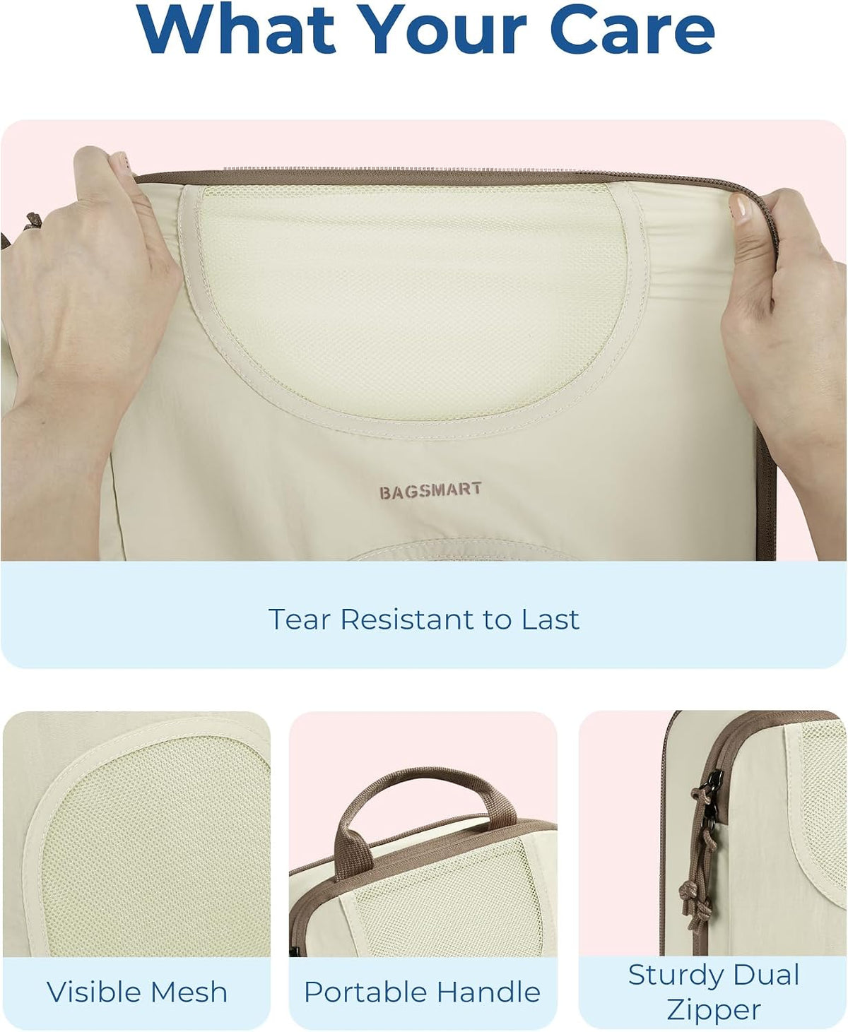 6 Set Compression Packing Cubes, Travel Luggage Organizer Bags
