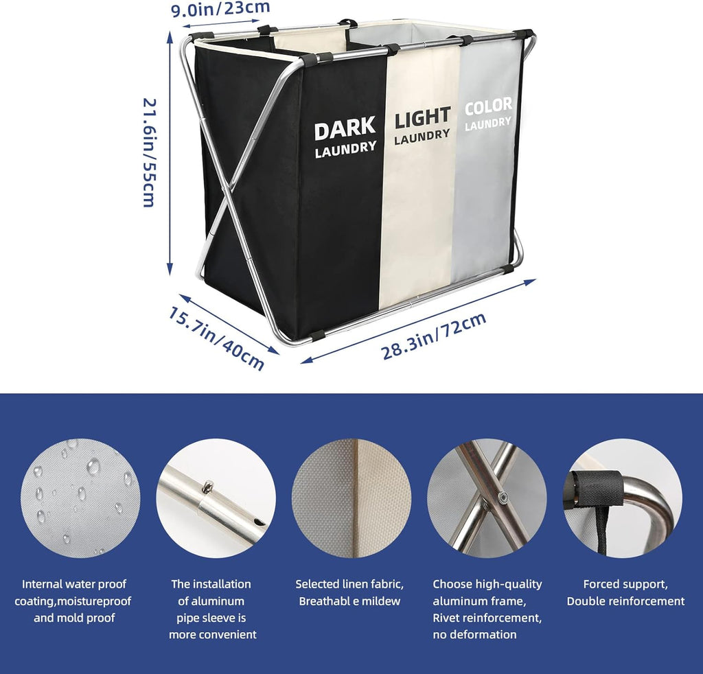 180L Large Laundry Basket, Freestanding Laundry Hamper, Collapsible Tall Clothes Hamper with Handles for Dirty