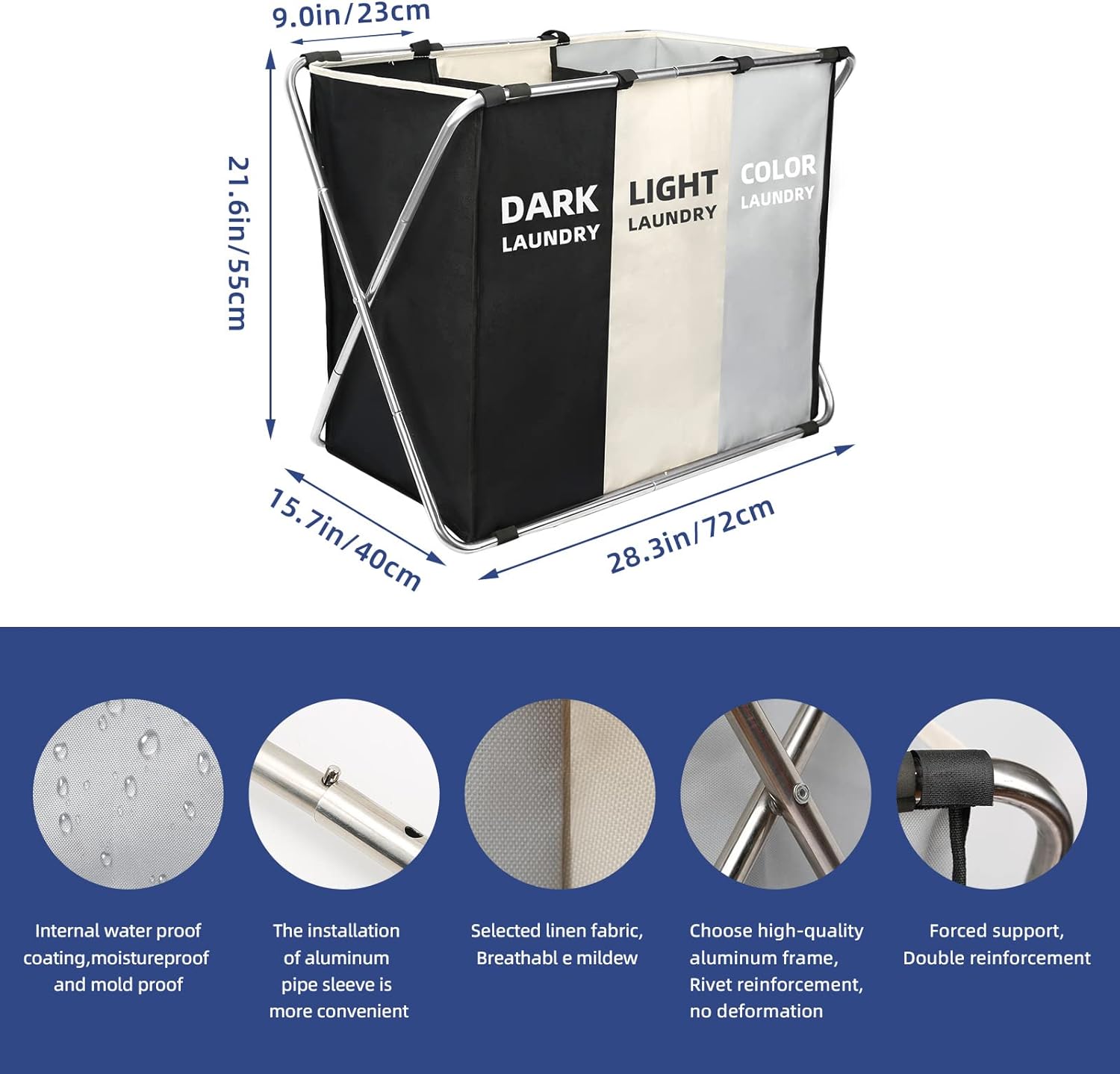 180L Large Laundry Basket, Freestanding Laundry Hamper, Collapsible Tall Clothes Hamper with Handles for Dirty