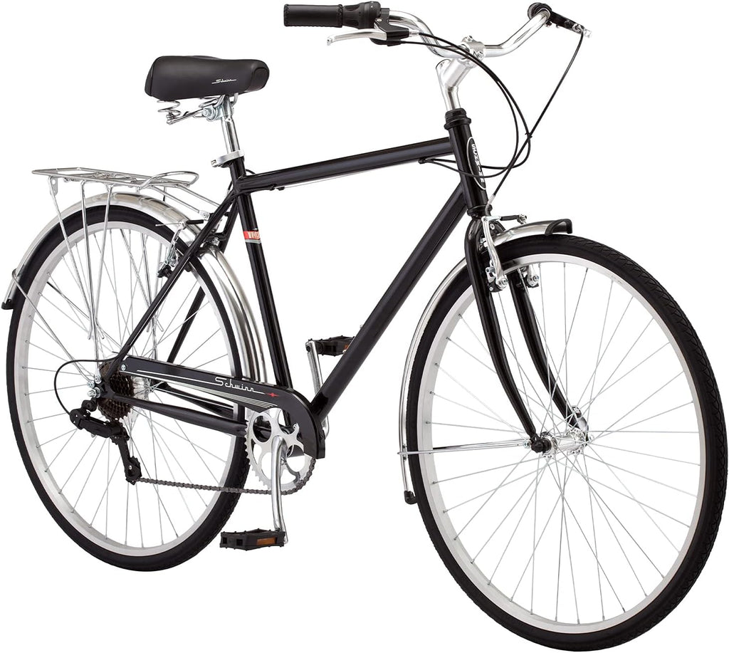 Wayfarer Hybrid Bike, 700c Mens and Womens Bike, 7-Speed Hybrid Bicycle, Retro Steel Frame, Front and Rear Linear