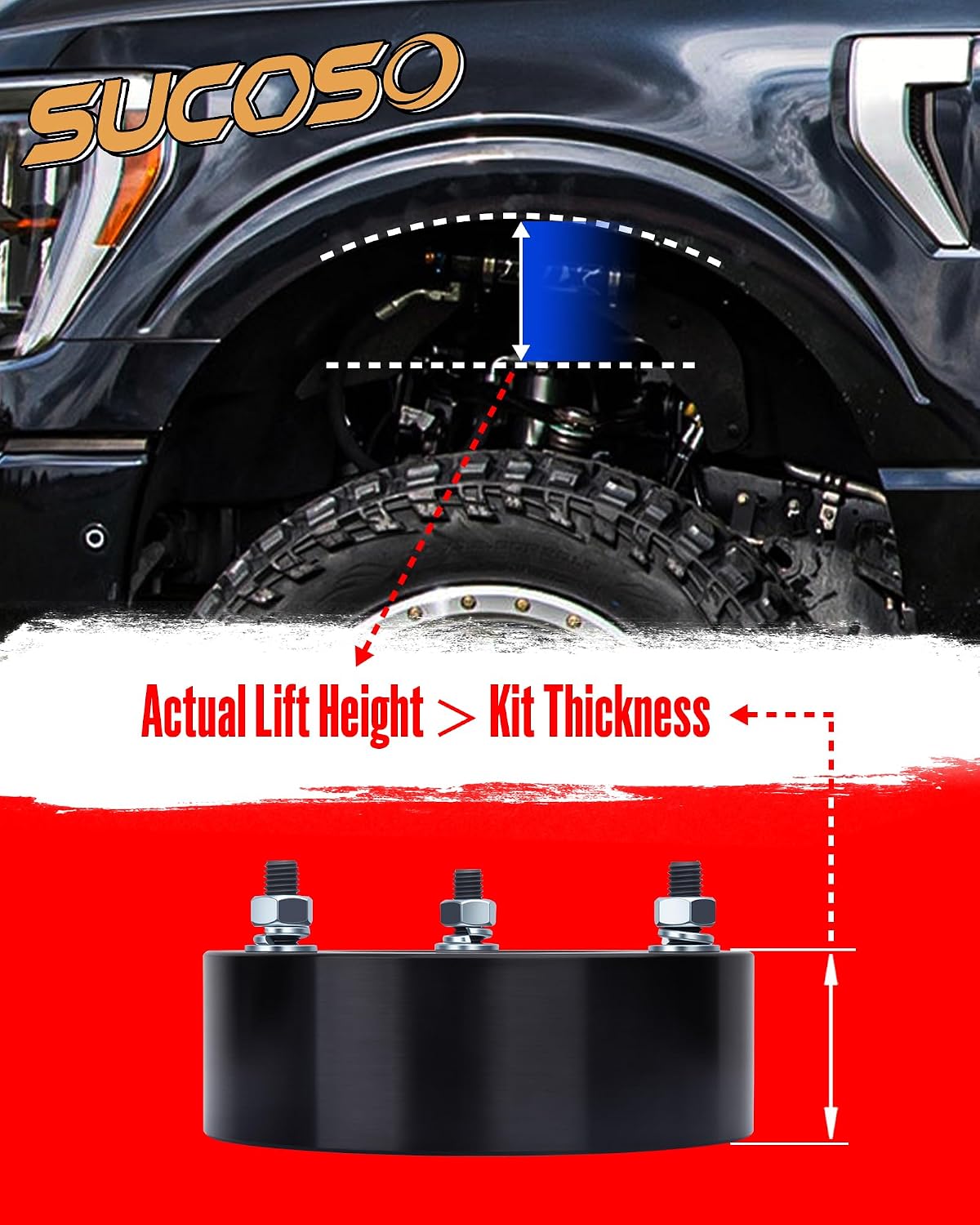 3" Front Leveling Lift Kit for 2004-2026 Ford F-150, 2PCS Aluminum Strut Spacers, Fits 2003-2018 Expedition and 2005-2008 Lincoln Mark LT 2WD 4WD, Front Suspension F150 Leveling Kit