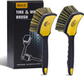 Wheel & Tire Brush Set, 2 Pack Car Wheel Brush & Tire Cleaner Brushes | Soft Bristle Rim Brush, Stiff Tire Scrub
