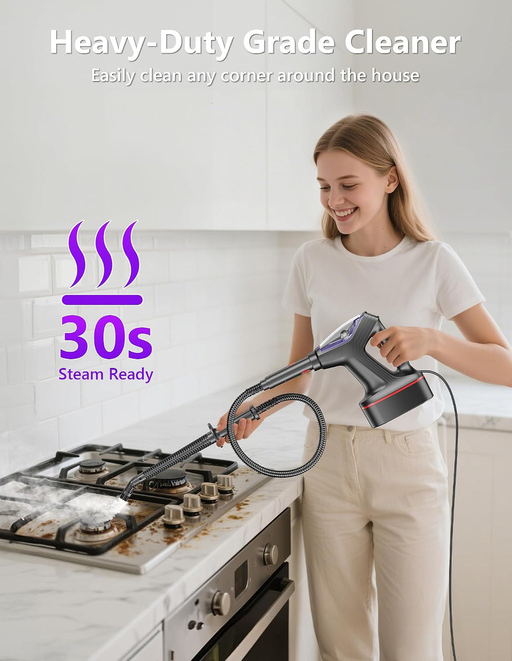 Heavy Duty Steam Mop Cleaner for Hardwood, Tile, Laminate, Windows | ﻿ Chemical-free 266°F Steam, Multipurpose