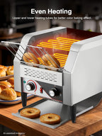 Commercial Conveyor Toaster, 350 Slices/Hour Electric Stainless Heavy Duty Restaurant Toaster, with Dual Heating