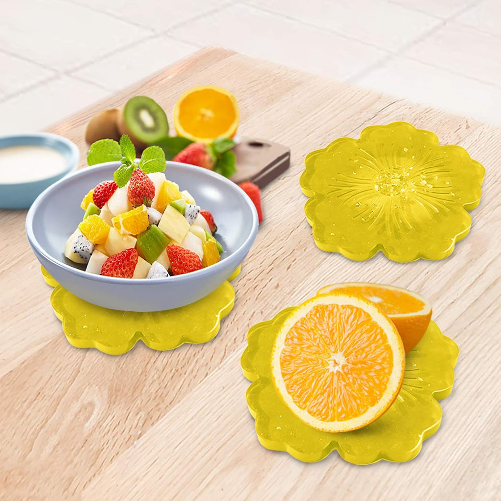 Silicone Resin Molds, 1PCS Large Resin Tray Mold and 5PCS Coaster Molds for Resin Casting, Flower Shape Epoxy Resins