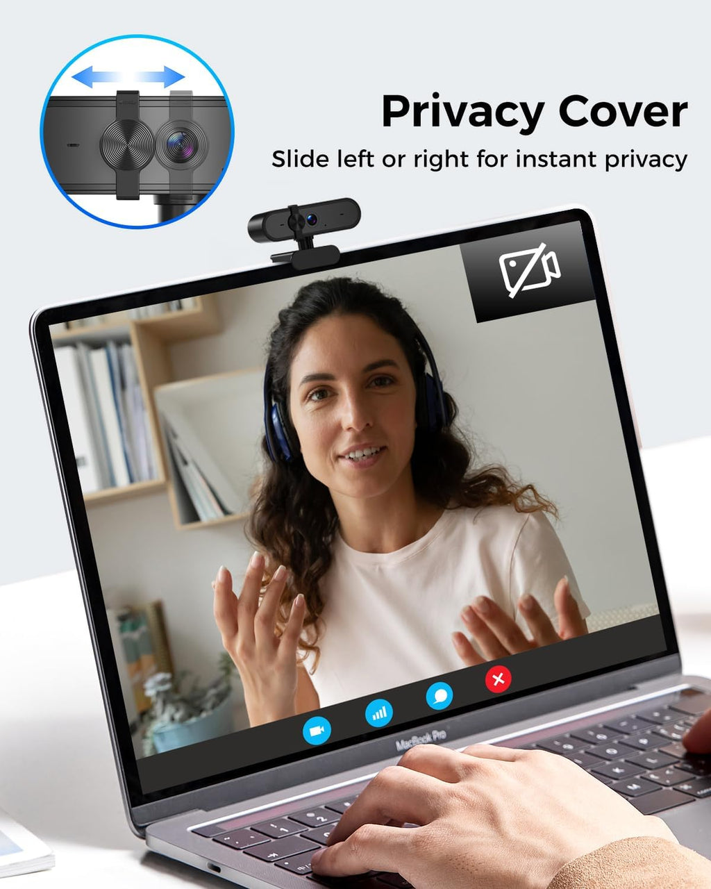 1080P Webcam Computer Camera with Microphone & Wide View - Auto Light Correction Webcam for PC, Mac, Laptop, Desktop