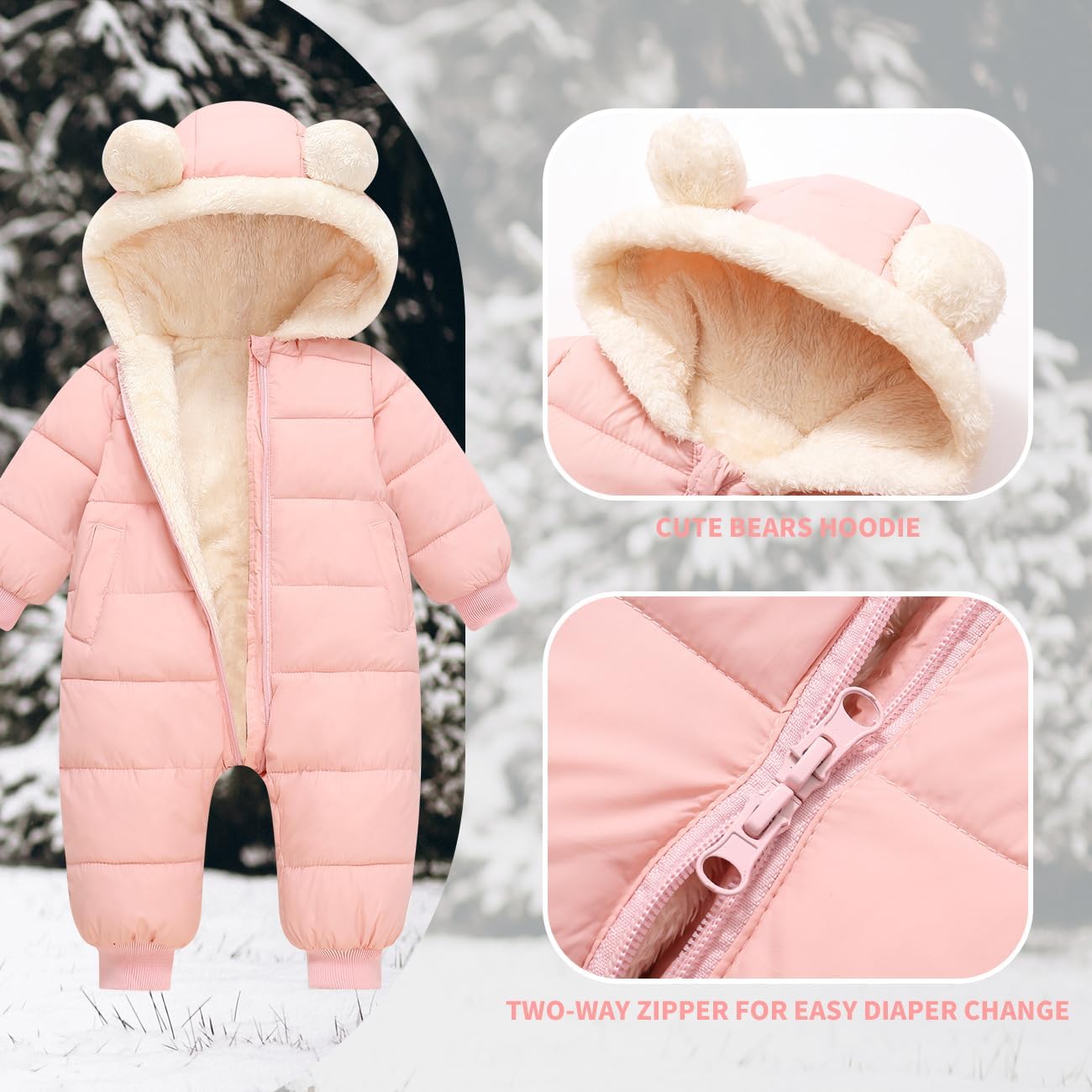 Toddler Snow Suit Baby Snowsuit Winter Coat Jacket Thick Clothes | 6-9-12-18-24 Months 2T 3T Infant Newborn Girl Boy