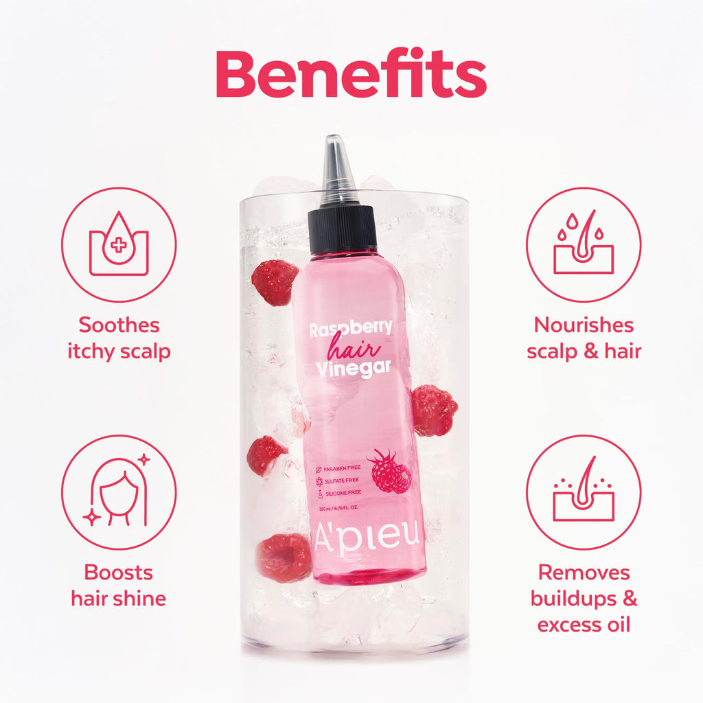 Raspberry Hair Vinegar Rinse for Scalp Clarifying & Shine