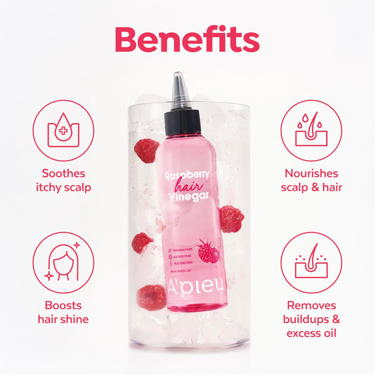 Raspberry Hair Vinegar Rinse for Scalp Clarifying & Shine