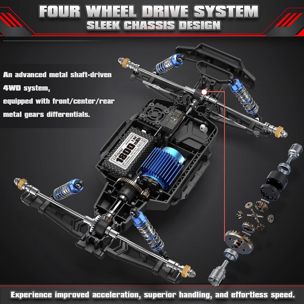 2997A 1/12 Brushless RC Cars, Fast RC Enthusiast Grade Max 45 Mph | 60A Waterproof ESC, Oil-Filled Shock, Center