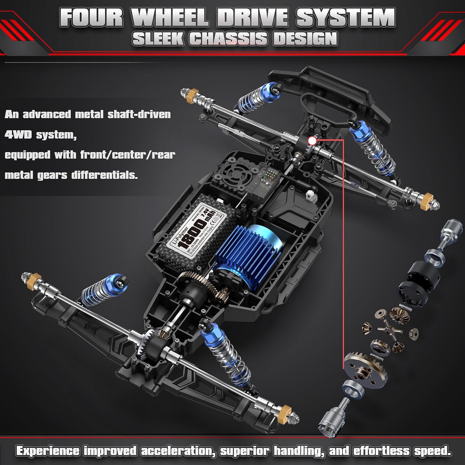 2997A 1/12 Brushless RC Cars, Fast RC Enthusiast Grade Max 45 Mph | 60A Waterproof ESC, Oil-Filled Shock, Center