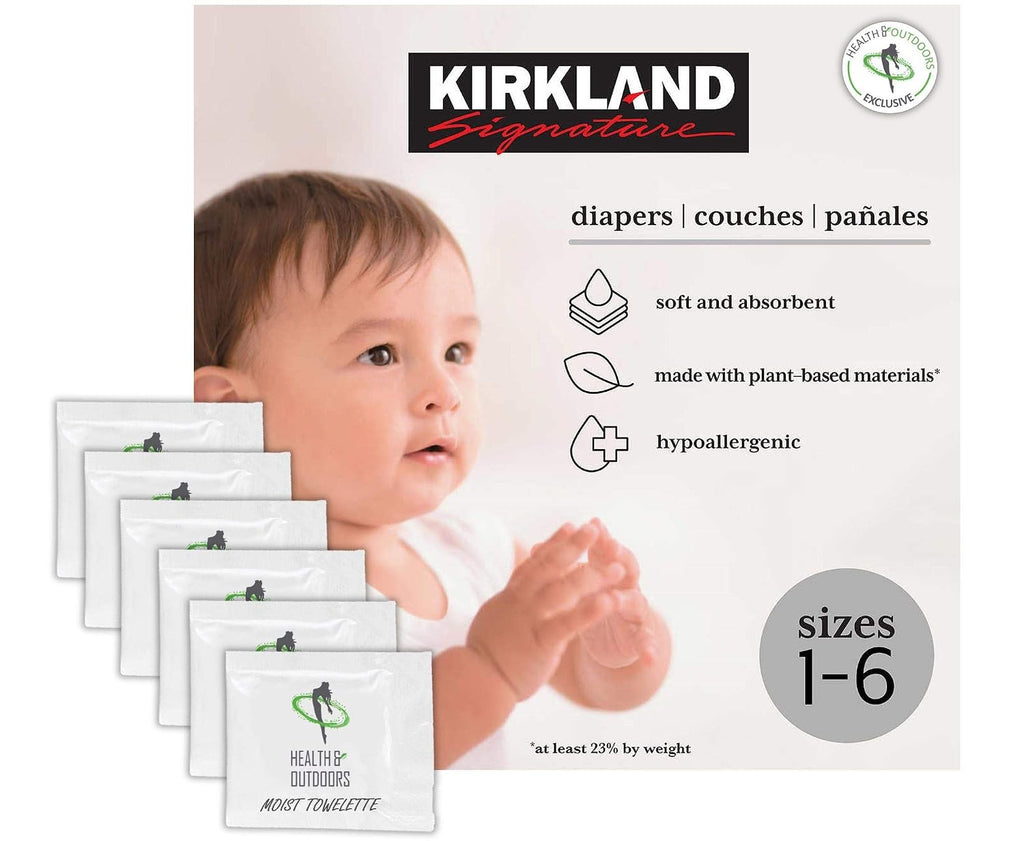 Signature Diapers Size 1 (Up to 14 Pounds) 192 Count W/Exclusive Health and Outdoors Wipes