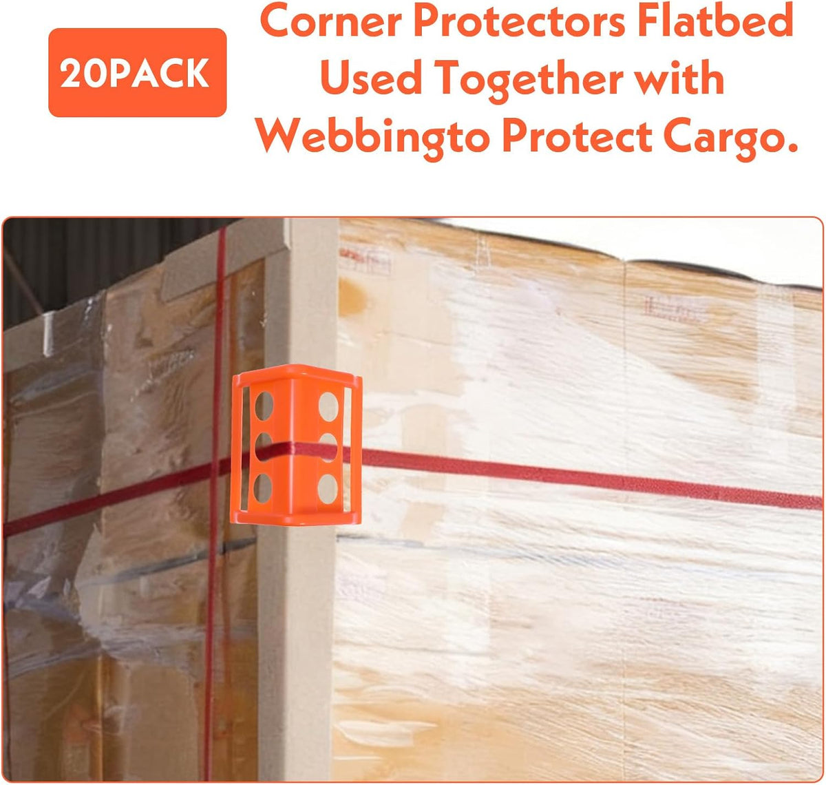 20 Packs Flatbed Edge Protectors Plastic Edge Protector for up to 4 Inch Straps Edges Corner Tie down Protector for