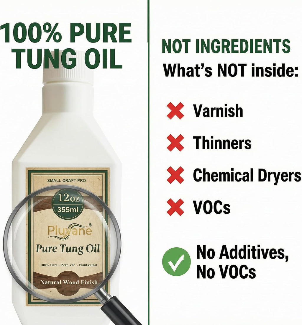 Pure Tung Oil 12oz – 100% Natural Wood Finish for Small Projects