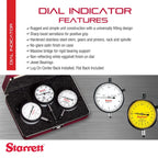 Starrett 25 Series Dial Indicator, 0-2.000" Range, .001" Graduation