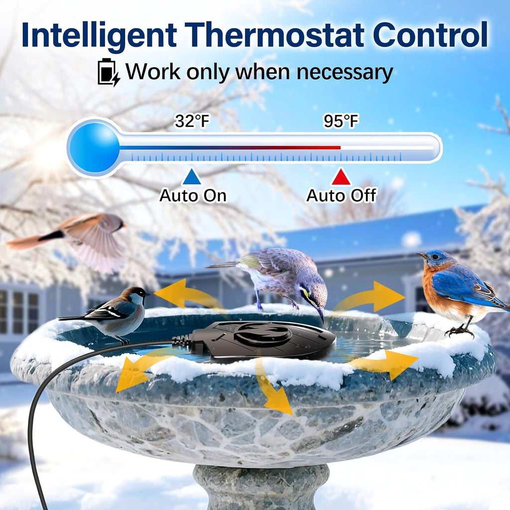 100W Bird Bath Heater for Outdoors in Winter, Birdbath Heater Deicer, Black
