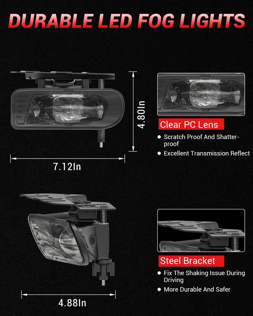 DOT LED Fog Lights Assembly for 2002-2006 Cadillac Escalade EXT ESV