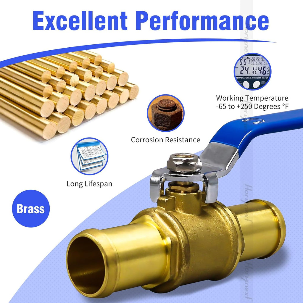 1 Inch Ball Valve, Brass Hose Barb Shut Off Valve, 1 Pack