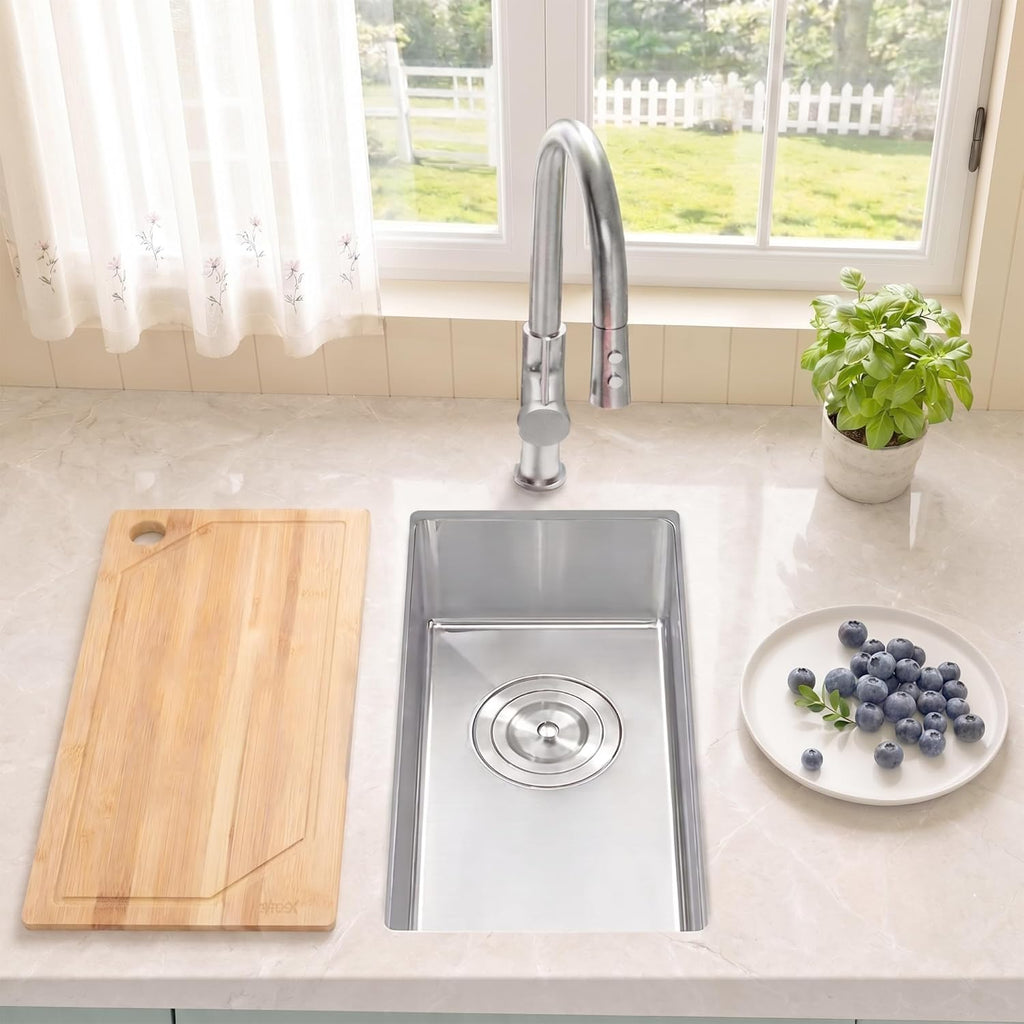Small Bar Sink 9.5“ X 18”,Undermount Wet Bar Sink with Workstation