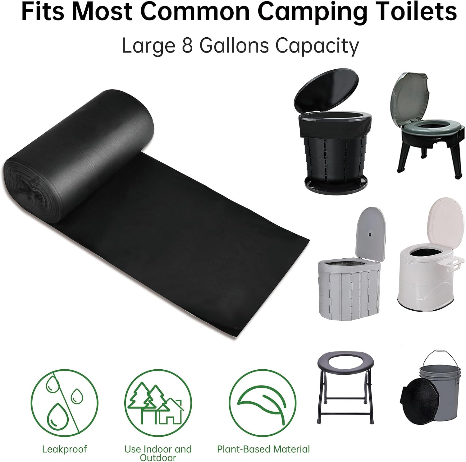 25/50 / 75 Pcs Portable Camping Toilet Bags,5 Gallon Compostable Toilet Replacement Bags for camping toilet, portable