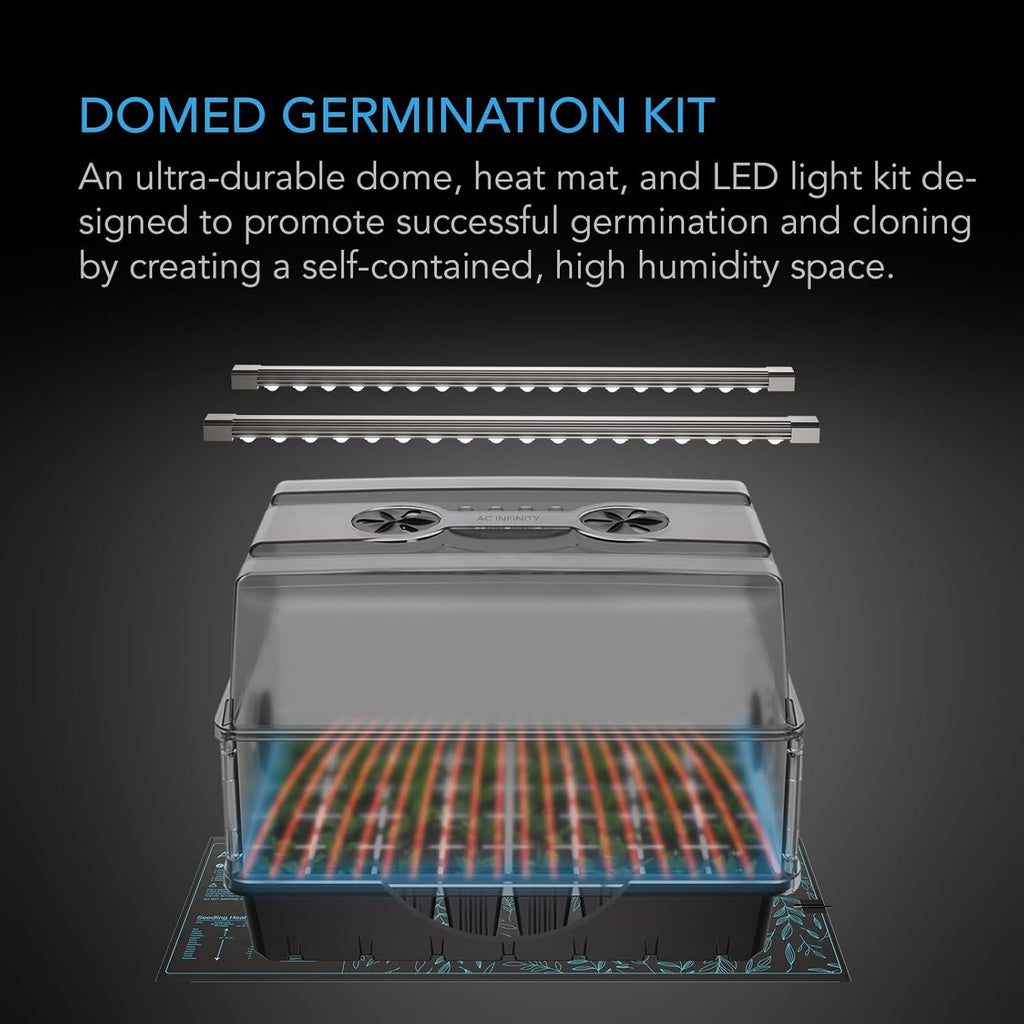 Heavy-Duty Humidity Dome 5x8 Germination Kit. | Full Spectrum LED Grow Light Bars w/ Samsung LM301H EVO LEDs, Heat