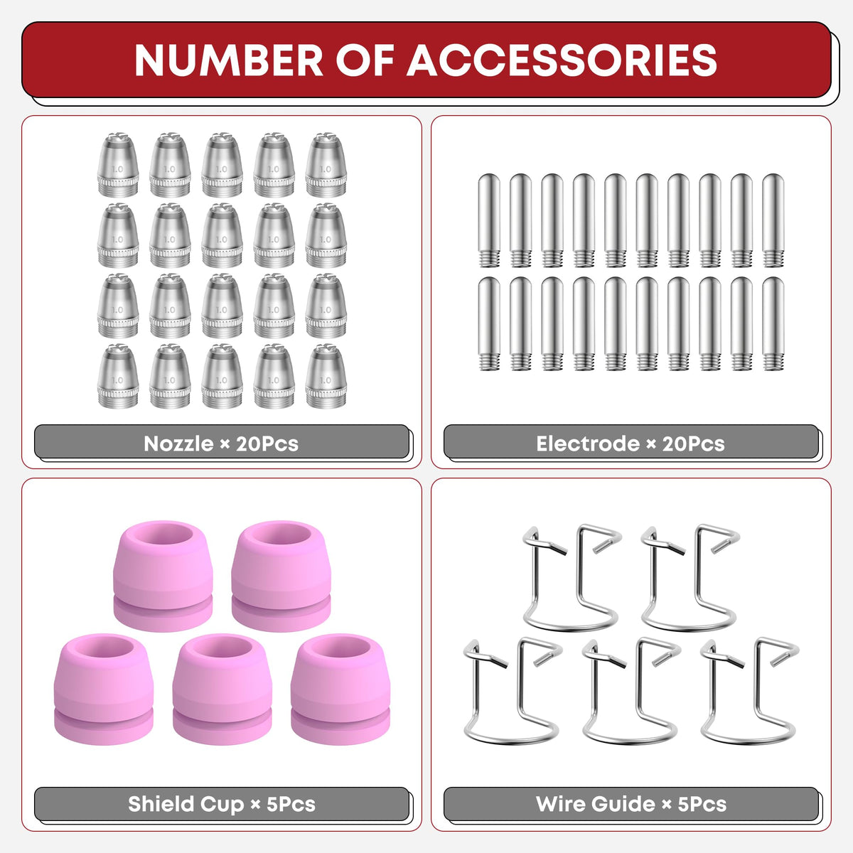 SILATU 50Pcs AG60P Plasma Cutter Consumables, .040" SG-55 AG-60 WSD-60