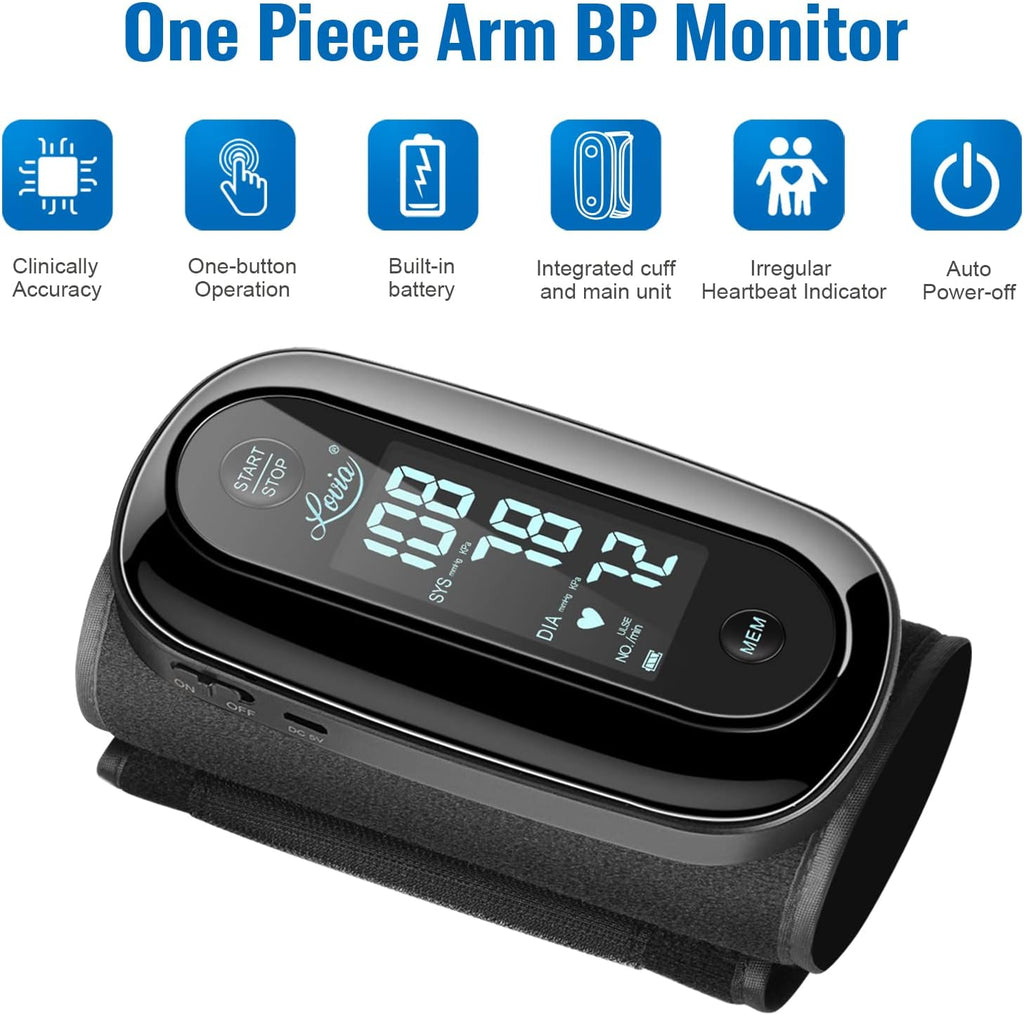 Blood Pressure Monitor Upper Arm with One Piece Design, Digital BP Machine for Home Use with Cuff Size 9-14 Inch