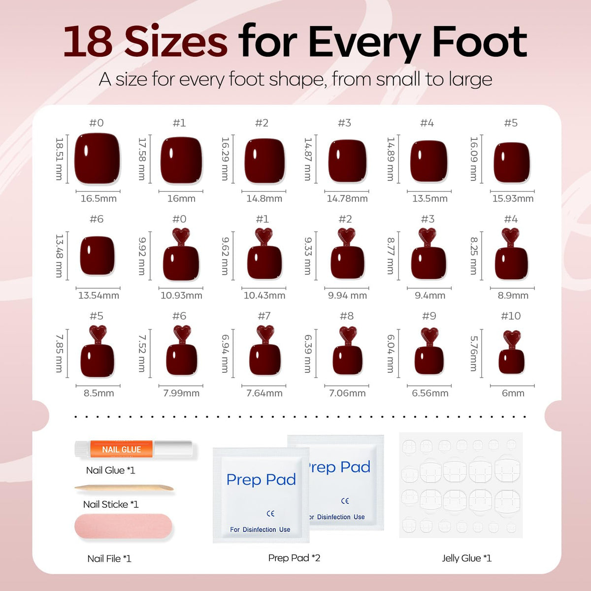 Press on Toenails Short, Burgundy Red Toe Press on Nails Square