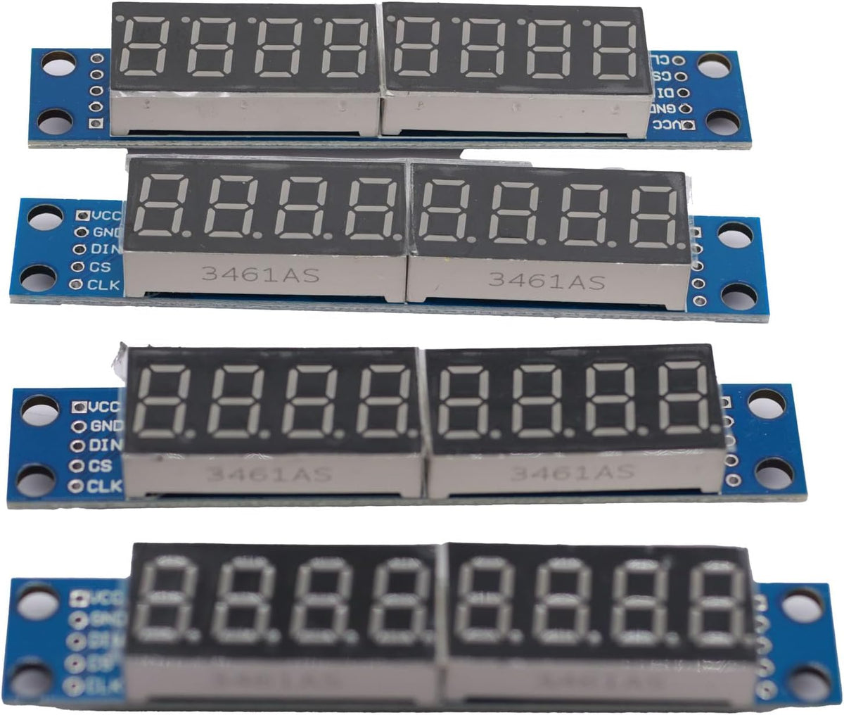 DEVMO 4pcs 8-Digit 7 Segment Module MAX7219 8 Bit Digital Segment Tube LED Display Module Supports Cascade Eight Bit Serial 3 IO Ports Compatible with Ar-duino MCU/51/AVR/STM32