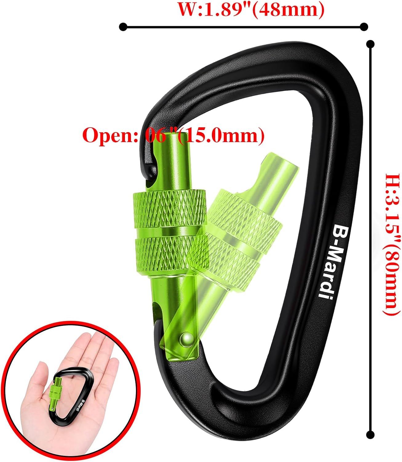Carabiner Clips Heavy Duty 12kN (2697 lbs)-Lightweight Locking Carabiners for Camping, Hiking, Hammock, Dog Leash