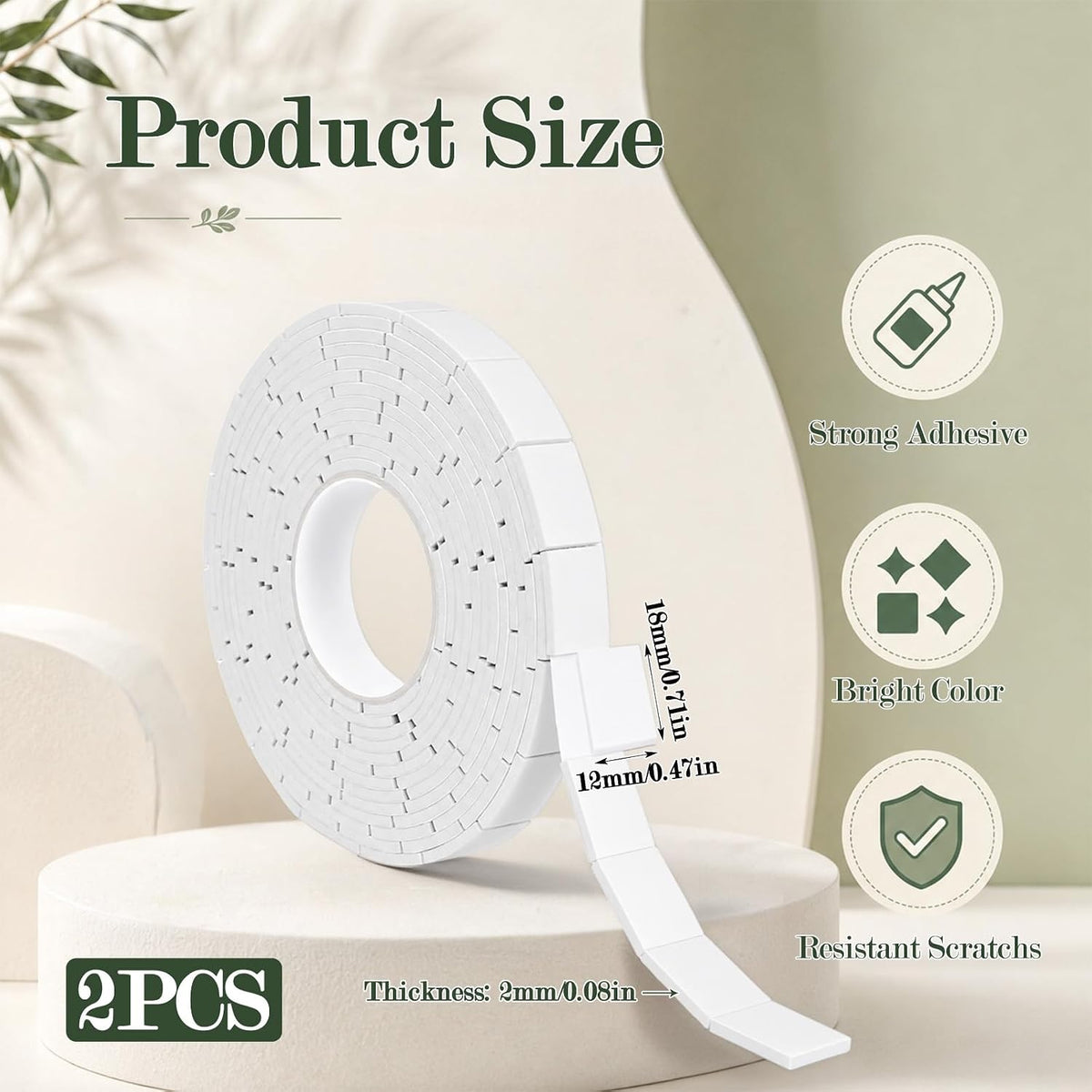 2 Roll Precut Double Sided Foam Tape 7/10X1/2 Inch Approx 330 Pcs