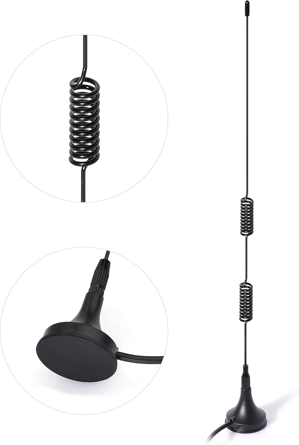 Dual Band VHF UHF 136-174MHz 400-470MHz Ham Radio Antenna SMA Male | Magnetic Base for Icom Yaesu Vertex Standard