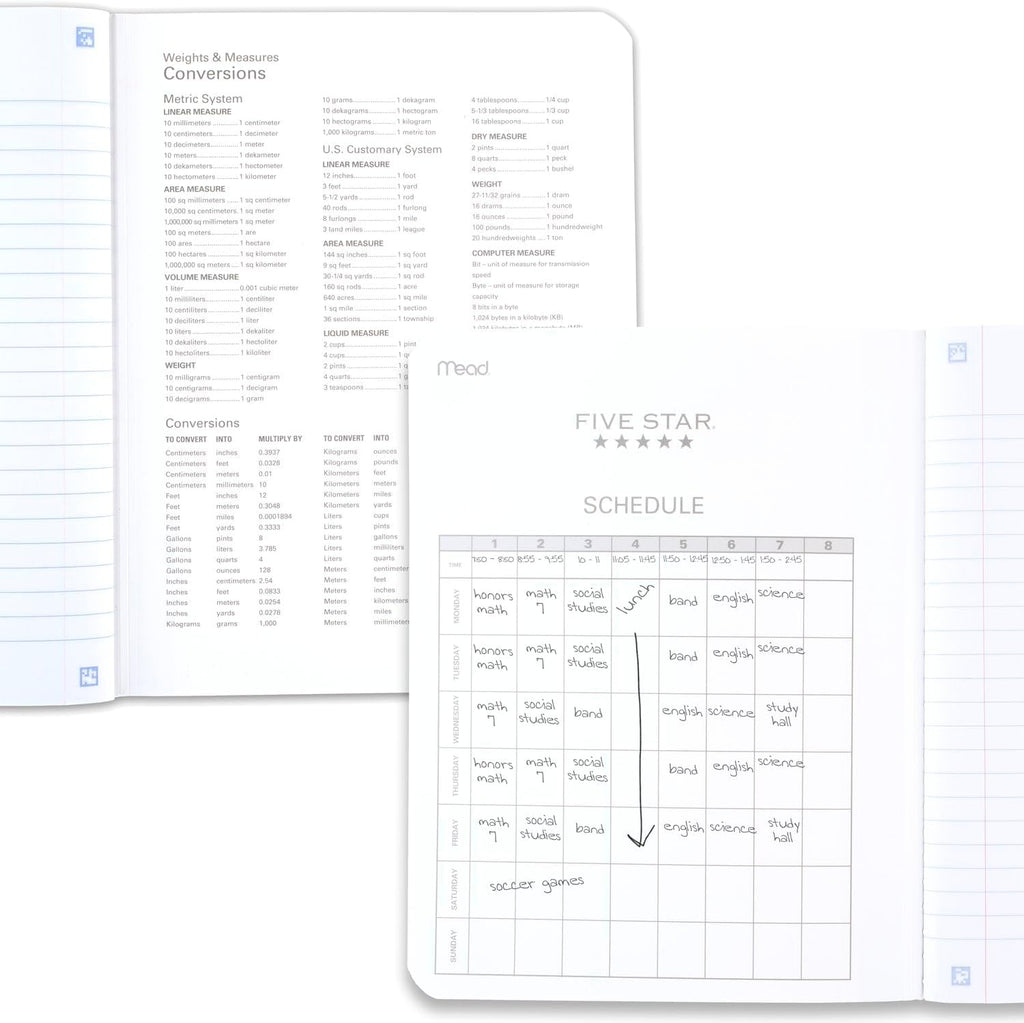 Composition Book + Study App, 4 Pack, Wide Ruled Paper, 7-1/2" x 9-3/4", 80 Sheets, Forest Green, Tidewater Blue