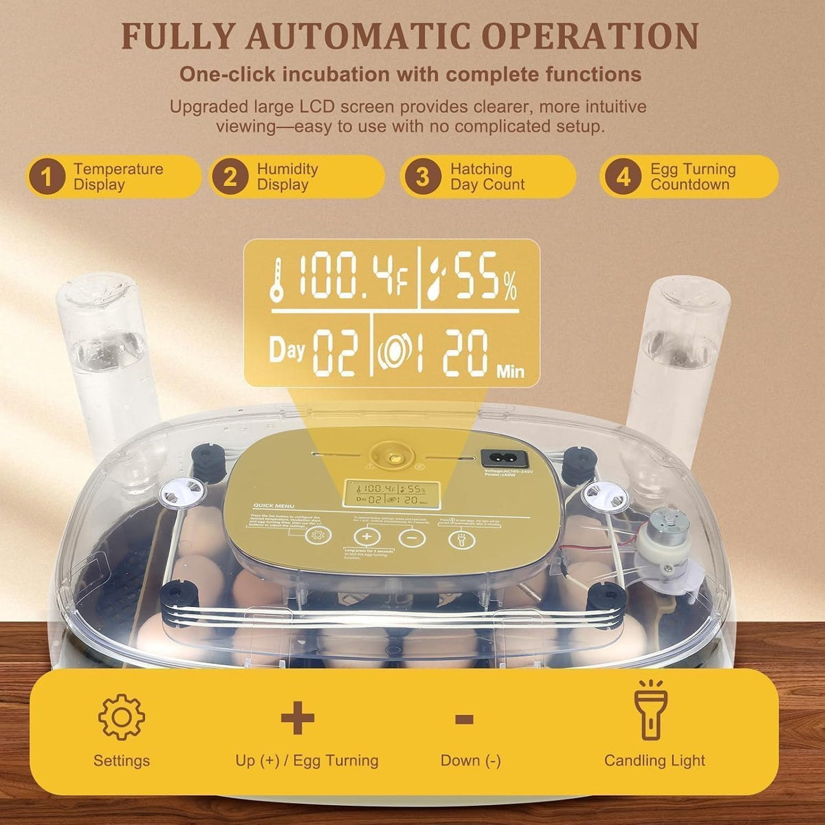 Series III - 24 Egg Automatic Incubator, Full-Stage Adaptive Humidity (Dual-Bottle) & Auto Temp Control