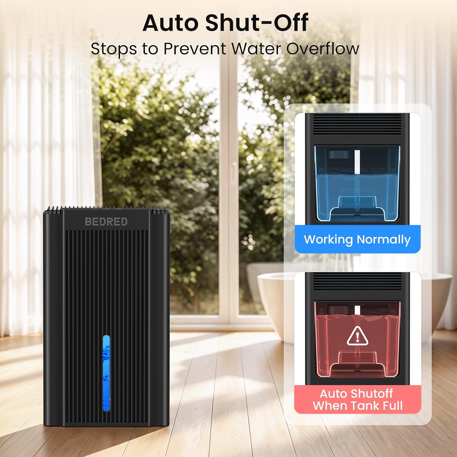 Dehumidifier, Quiet Dehumidifiers for Home 1000 Sq.Ft with 95 OZ Water Tank, Auto Shut Off 7 Color LED Ambient Light