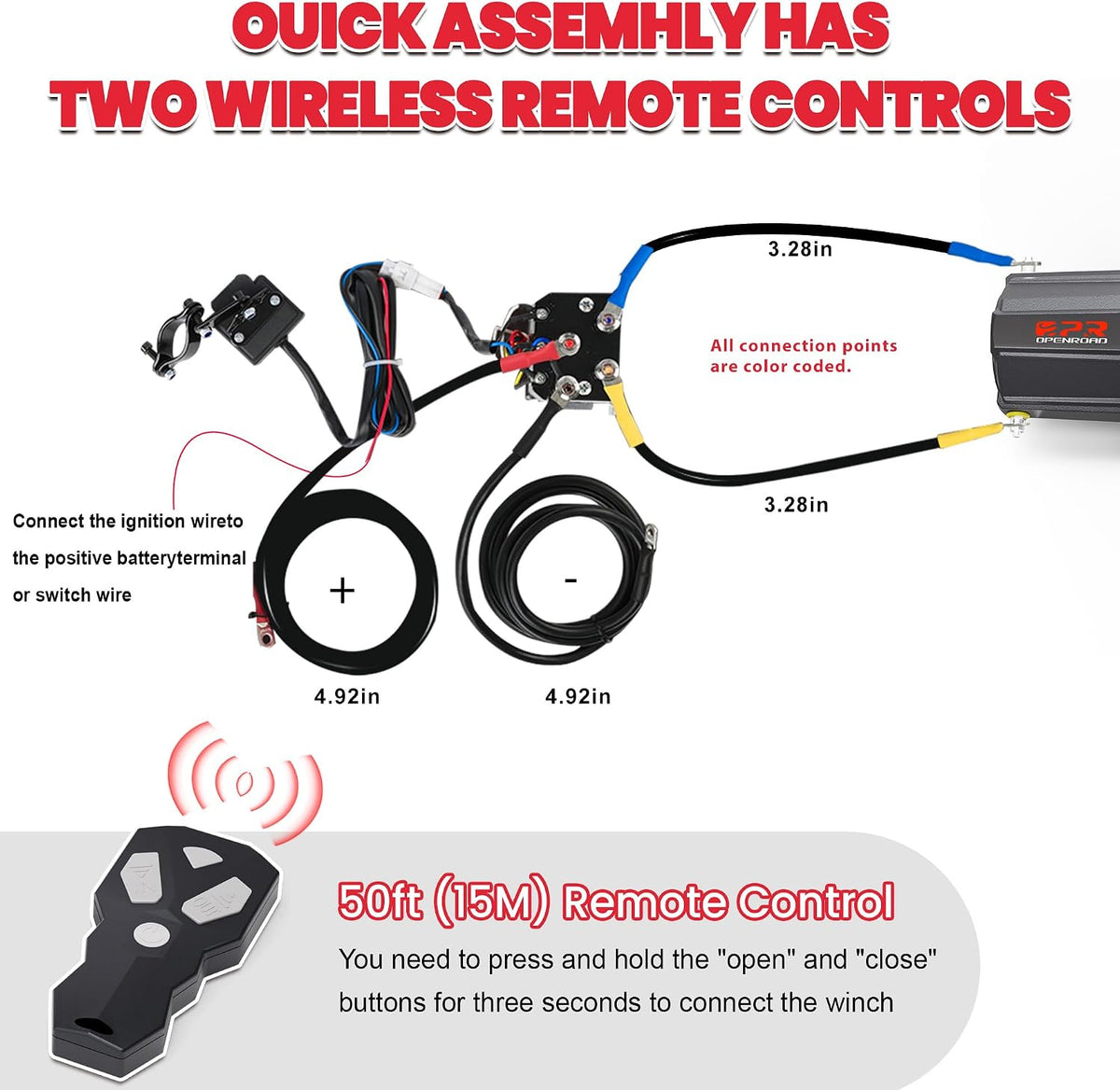 6000 lbs UTV Winch, Waterproof IP67 Electric Trailer 6k Winch with 1/4"×50ft Synthetic Rope,Wireless Remote and Winch