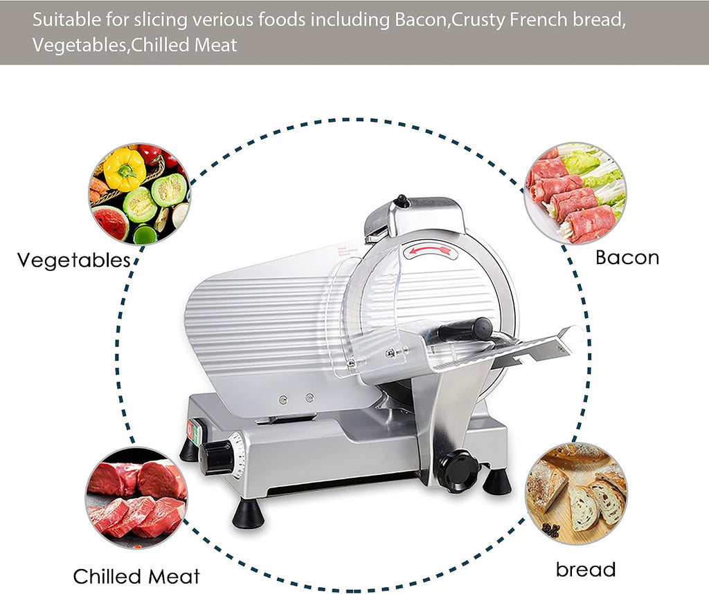 Commercial Food Slicer 10" Blade Meat Cheese Deli 110V 530RPM CE Approved NEW