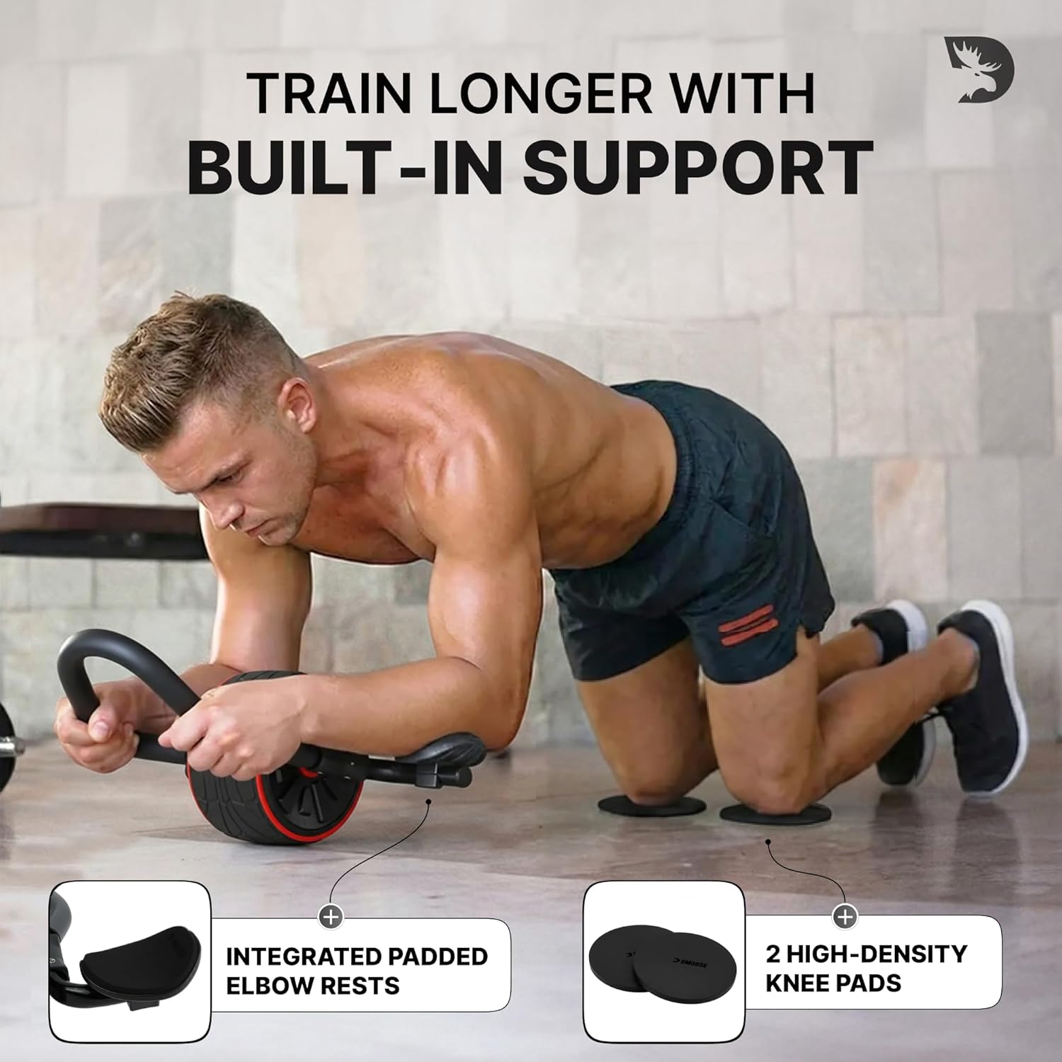 Ab Roller Wheel with Elbow Support & 2 Knee Pads - Abdominal Exercise Trainer for Core Strength Training - Ultimate