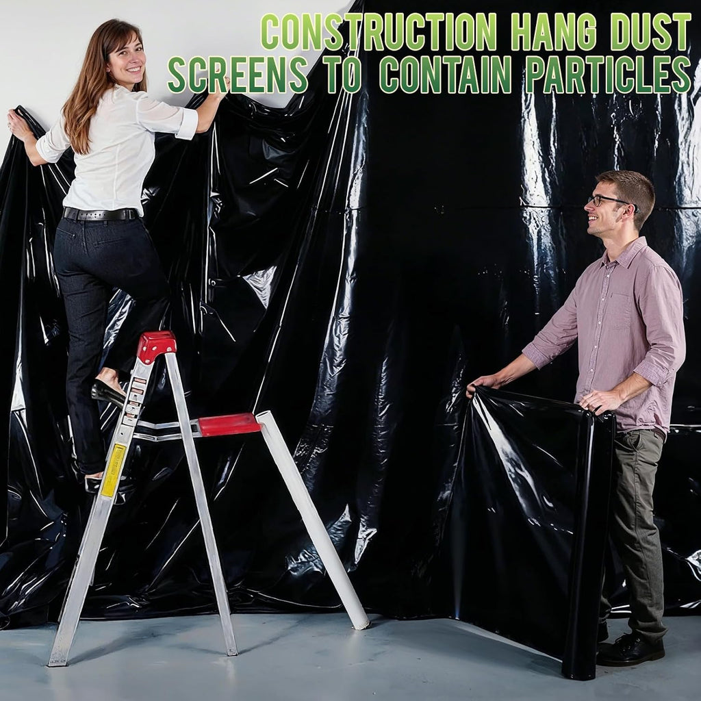 10 Mil 5 FT X 100 FT Plastic Sheeting Heavy Duty Thick LLDPE Black