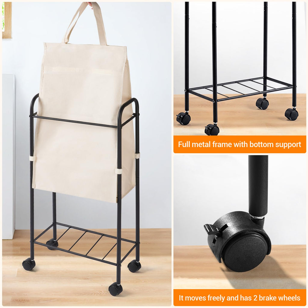 Slim Laundry Hamper with Lid & Wheels, 50L Rolling Laundry Basket