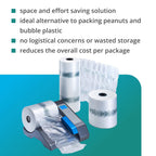 EcoWave-7.1 Air Pillows for Packaging, 8" Wide and 1725' Long CO2-Neutral Film (1 Roll) - Earth-Friendly Packing Air