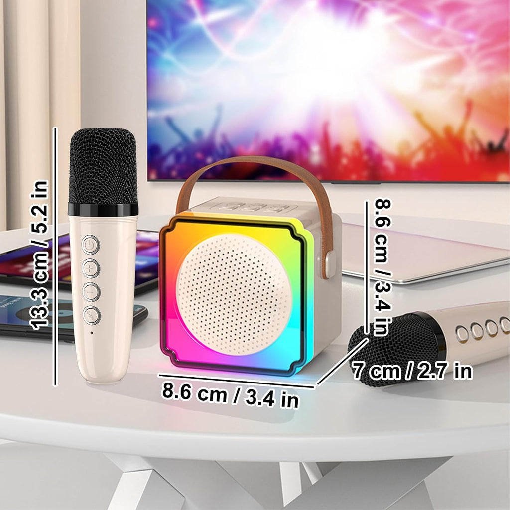 Mini Karaoke Machine for Kids Adults, Portable Bluetooth Speaker with 2 Wireless Microphones, Birthday Toys for Girls