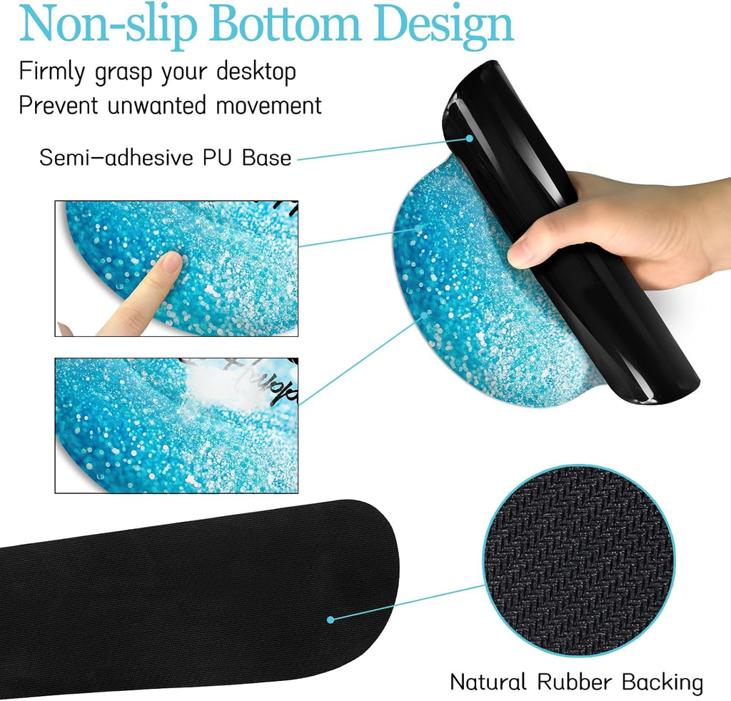 Desk Mat Pad Set, Large Mouse Pad with Wrist Rest, Stay Positive | Ergonomic Mouse Pad, Gaming Computer Keyboard Mat